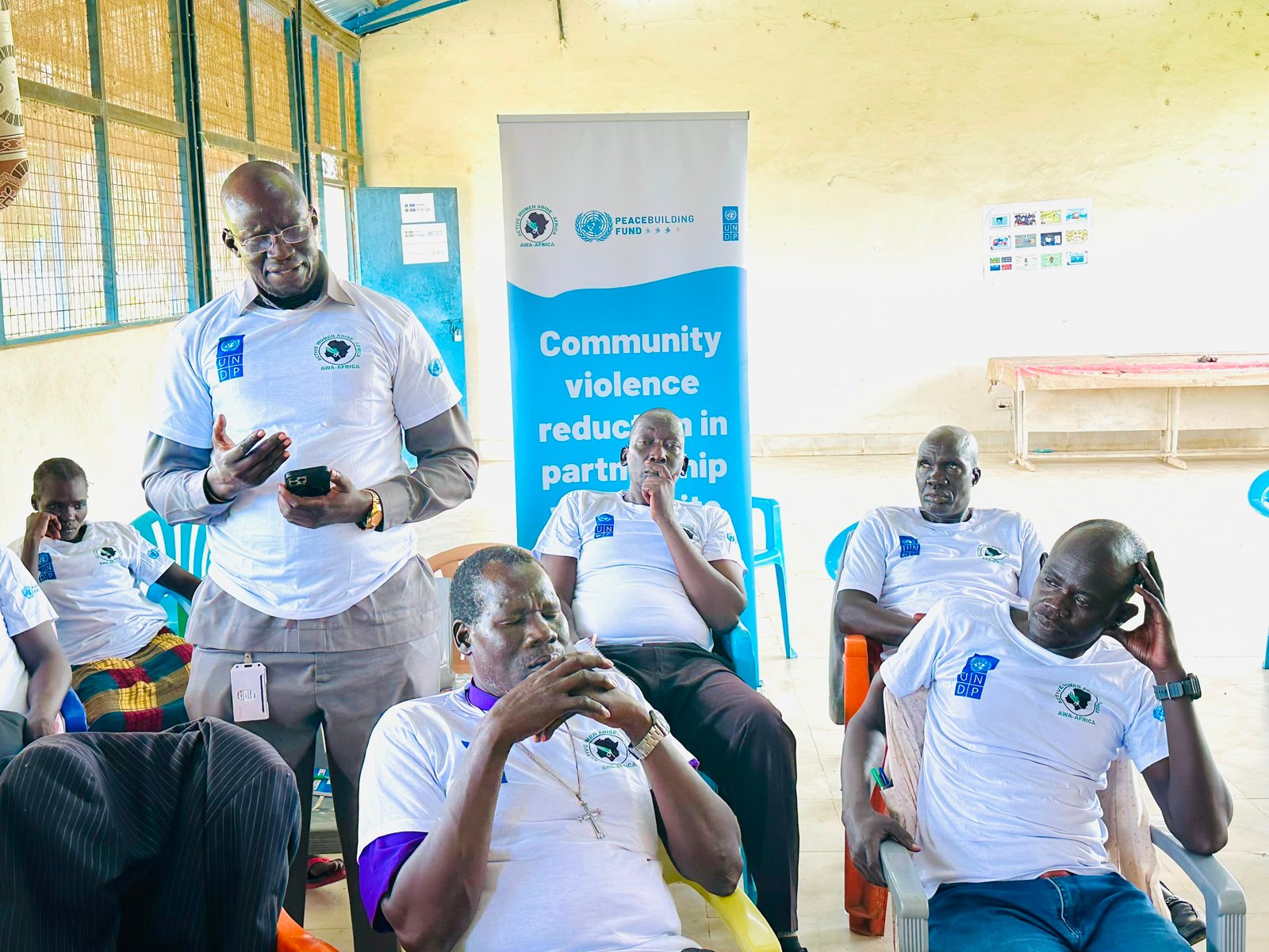 A faith leader speaking during a community dialogue in Malakal