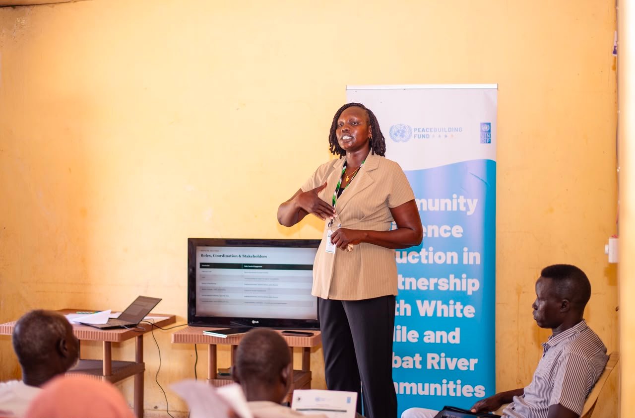 An AWA-AFRICA facilitator leading a session at the Renk County workshop